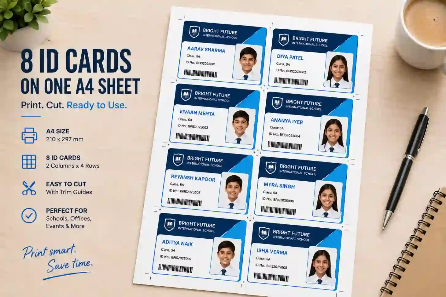 how to print id card in a4 sheet